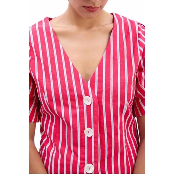 NWT! Anthropologie Damson Madder Shell Linen Blend Puff-Sleeve Blouse - Size 2 🏆 - Picture 15 of 16